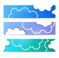 Cloud banner set white color on blue background. Sky flat Royalty Free Stock Photo