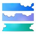 Cloud banner set white color on blue background. Sky flat Royalty Free Stock Photo
