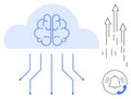 Cloud-Based Artificial Intelligence with Connectivity and Data Growth Indicators Royalty Free Stock Photo