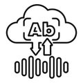 Cloud based audio language translation service icon showing ab letters