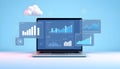Cloud-Based Business Analytics Dashboard on Laptop Displaying Key Performance Indicators Royalty Free Stock Photo
