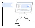 Cloud-Based Collaboration Platform with Analytics Displayed on a Monitor Next to a Flag Royalty Free Stock Photo