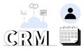 Cloud-Based CRM System Connecting Data, Tasks, and User Management Royalty Free Stock Photo