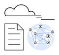 Cloud-based file sharing and global network connection for collaborative teamwork Royalty Free Stock Photo
