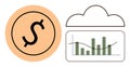 Cloud-based Financial Analytics with Dollar Symbol and Data Graph Visualization Royalty Free Stock Photo