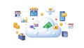 Cloud-Based Financial and Business Data Management Illustration Royalty Free Stock Photo