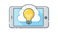 Cloud-Based Idea Lightbulb on Tablet Screen, vector design Generative AI Royalty Free Stock Photo