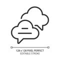 Cloud based live chat pixel perfect linear icon Royalty Free Stock Photo