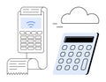 Cloud-based Payment Terminal and Calculator Representing Digital Financial Transactions Royalty Free Stock Photo