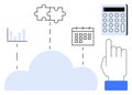Cloud-Based Resource Management with Analytics, Calendar, Integration, and Calculator Tools Royalty Free Stock Photo