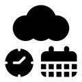 Cloud Based Scheduling Glyph Solid Icon
