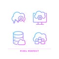 Cloud based service pixel perfect gradient linear vector icons set Royalty Free Stock Photo