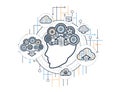 Cloud based services and cognitive vector illliustration Royalty Free Stock Photo