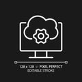 Cloud based software pixel perfect white linear icon for dark theme Royalty Free Stock Photo