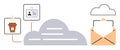Cloud-Based Workflow with Digital ID, Coffee, and Email Communication Royalty Free Stock Photo