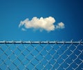 Cloud Behind Barbed Chain-Link Fence