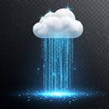 Cloud with binary code rain digital rain data Royalty Free Stock Photo