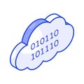 Cloud binary coding vector isometric icon in modern style Royalty Free Stock Photo