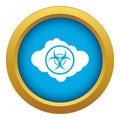 Cloud with biohazard symbol icon blue vector isolated Royalty Free Stock Photo