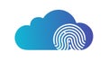 Cloud biometric security: Fingerprint authentication and data protection, vector design Generative AI Royalty Free Stock Photo