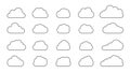 Cloud black line weather icon bubble vector set
