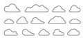 Cloud with a black outline in a linear style. Storage solution element, networking, Royalty Free Stock Photo