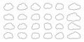 Cloud black outline bubble weather icon vector set