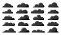 Cloud black weather icon overcast climate flat set Royalty Free Stock Photo