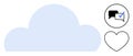 Cloud icon with chat bubbles, checkmark, and heart symbol for communication and digital connection Royalty Free Stock Photo