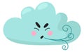 Cloud blowing wind. Funny cartoon weather character Royalty Free Stock Photo