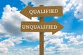 Qualified and Unqualified road sign illustration design. Royalty Free Stock Photo
