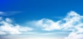 Cloud in blue sky. Fluffy clouds in cloudy daytime skies. Realistic white clouds vector background illustration