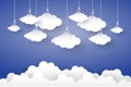 Cloud in Blue sky Paper art Style.vector