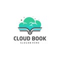 Cloud book logo design vector template for online education, library and bookstore concept logo vector, Icon symbol Royalty Free Stock Photo