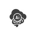 Cloud with a brain chip inside vector icon
