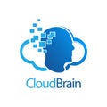 Cloud Brain digital human logo concept design. Symbol graphic template element