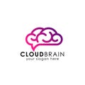 Cloud brain logo design vector icon. smart cloud logo template