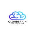 Cloud brain logo design vector icon. smat brain logo