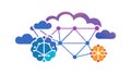 Cloud Brain Network, Cognitive Cloud Computing, vector design Generative AI Royalty Free Stock Photo