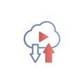 Cloud, broadcast, videos, online training color gradient vector icon