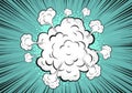 Cloud Burst Comic Explosion on Turquoise Background Royalty Free Stock Photo