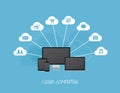 Cloud business icons with modern computers