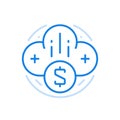 Cloud business surfing vector line icon. Online investment management and remote marketing connectivity.