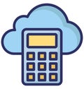 Cloud Calculator Isolated Vector Icon that can easily modify or edit.