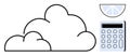 Cloud with Calculator and Pie Chart Element Representing Data Storage and Analysis Concepts Royalty Free Stock Photo