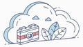 Cloud with a camera icon for photo storage service, vector design Generative AI Royalty Free Stock Photo
