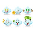 Cloud cartoon character with cute emoticon bring money Royalty Free Stock Photo