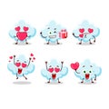 Cloud cartoon character with love cute emoticon Royalty Free Stock Photo