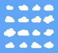 Cloud cartoon. Set of different cartoon clouds. Clouds on a isolated blue background. Vector Royalty Free Stock Photo