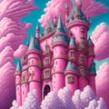 Cloud Castle, Generative AI Illustration Royalty Free Stock Photo